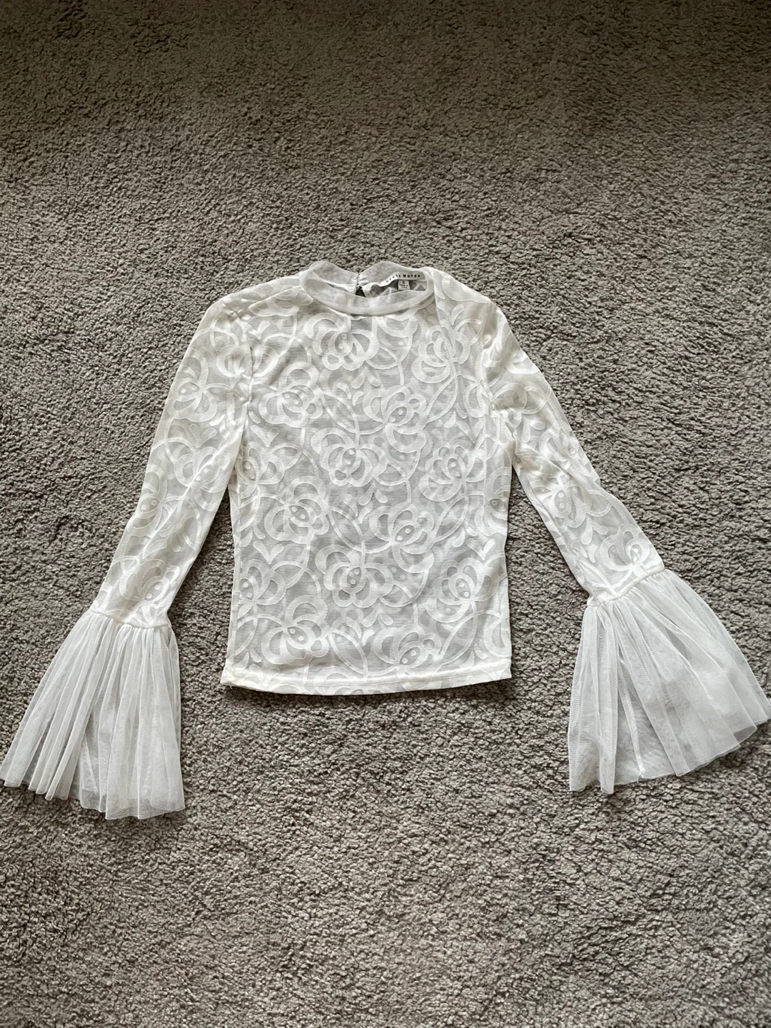 White Lace Bell Sleeve Top