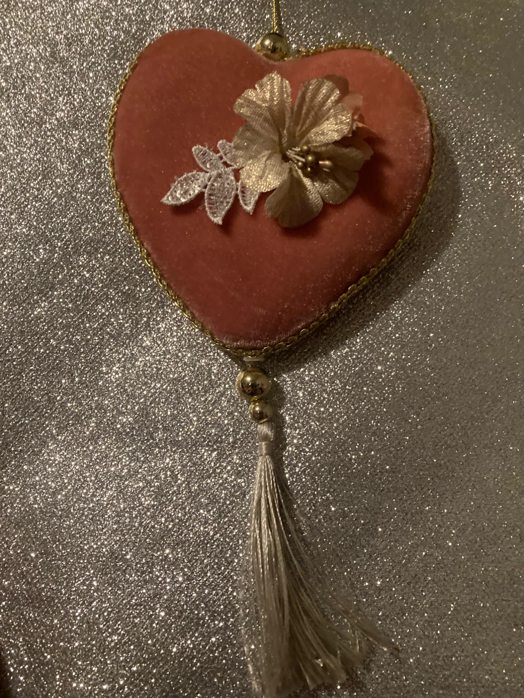 Decorative Velvet Heart Ornament with Tassel In - photo 2