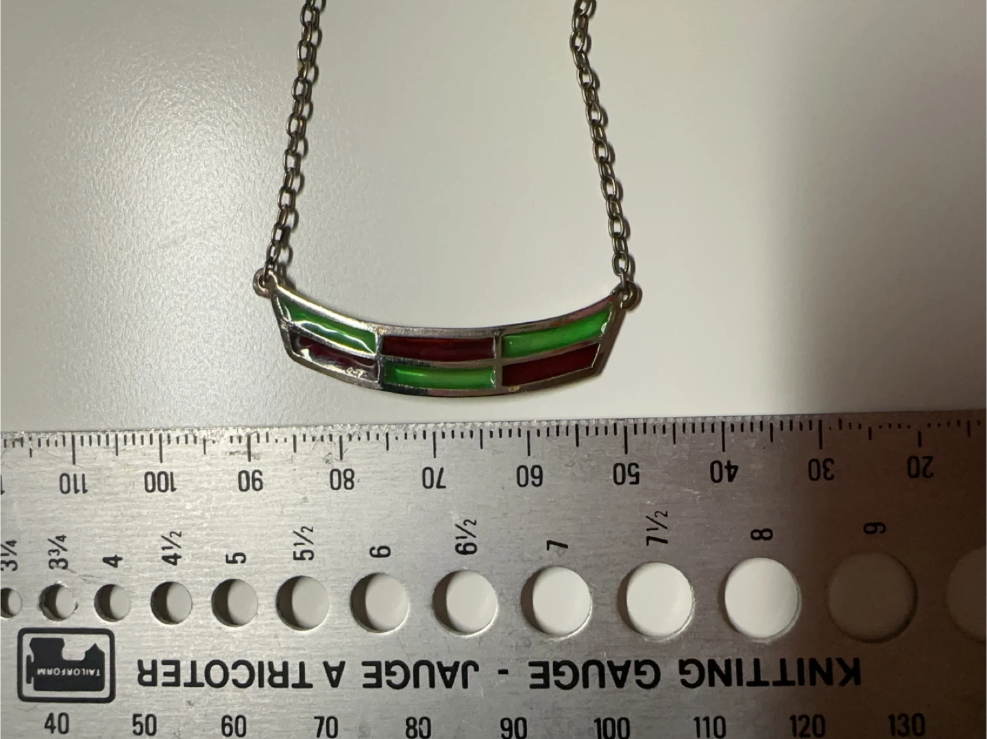 Vintage Enamel and Sterling Silver Bar Necklace - photo 3