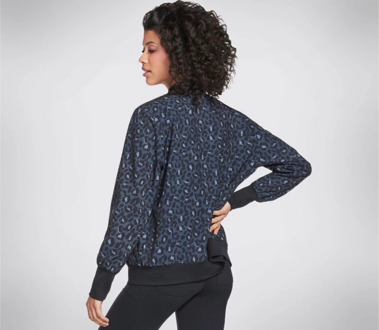 New Skechers Reversible Jacket, Midnight Leopard, XL