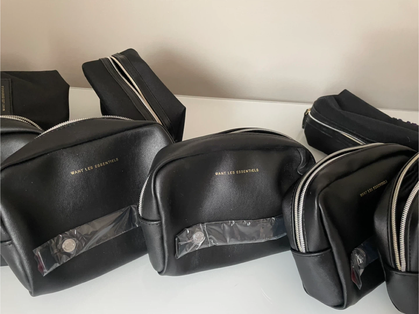Want Les Essentiels Black Leather Pouches (Set of 3)