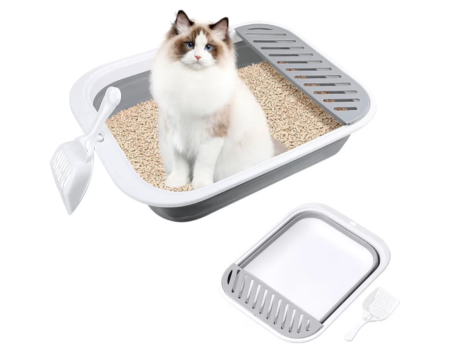 Collapsible Cat Litter Box with Scoop