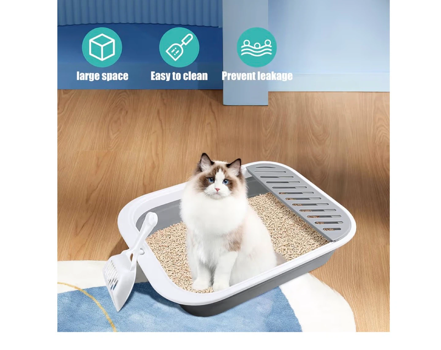 Collapsible Cat Litter Box with Scoop - photo 4