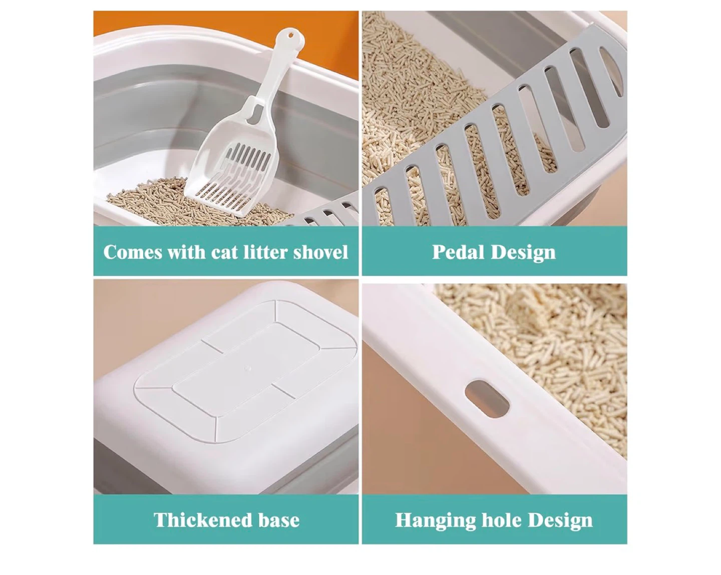 Collapsible Cat Litter Box with Scoop - photo 3