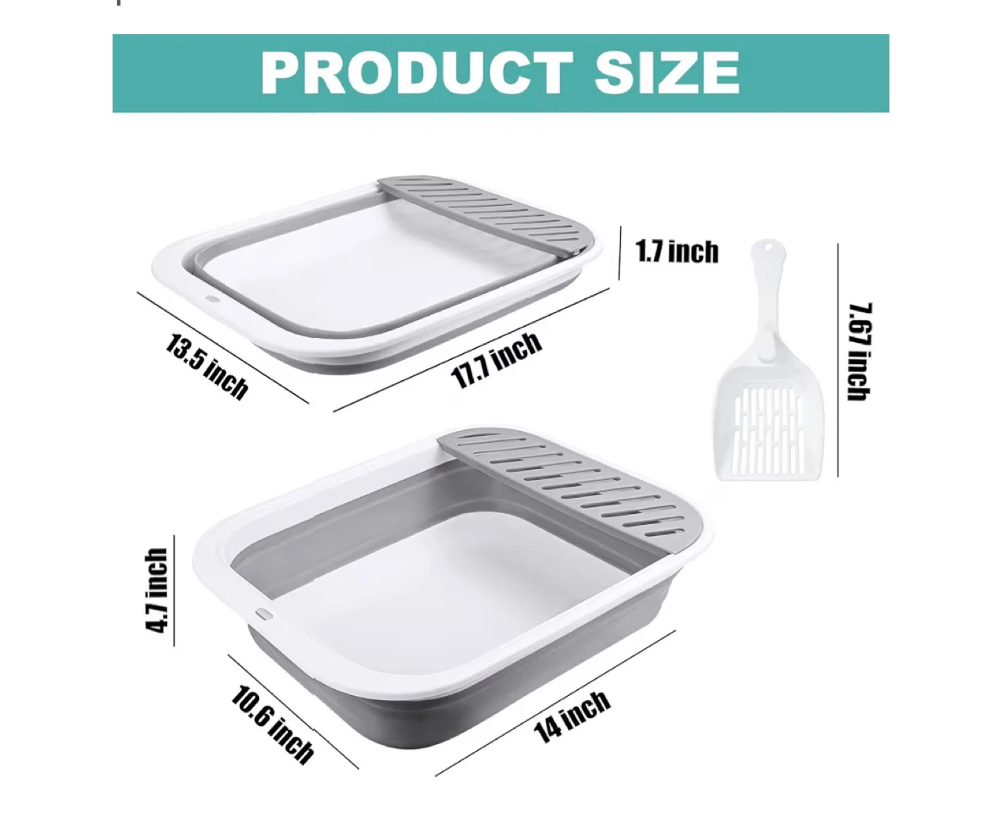 Collapsible Cat Litter Box with Scoop - photo 2