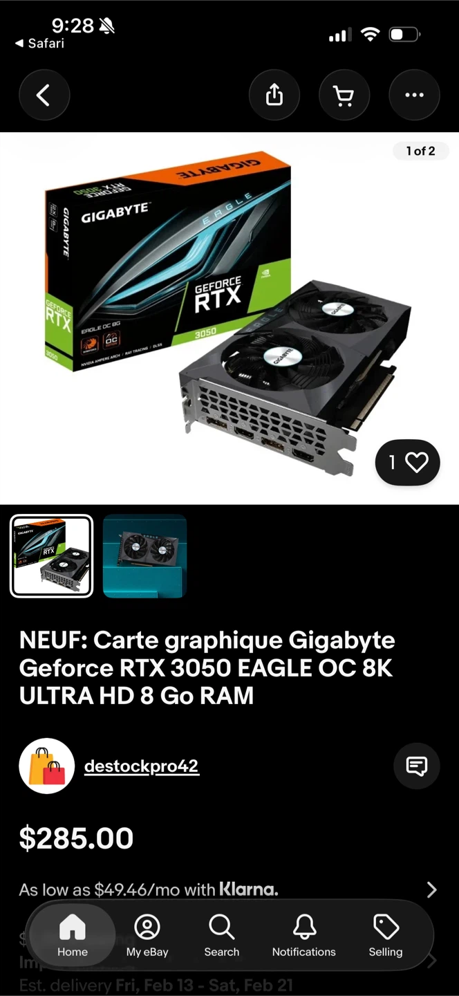 Gigabyte GeForce RTX 3050 EAGLE OC 8GB Graphics Card