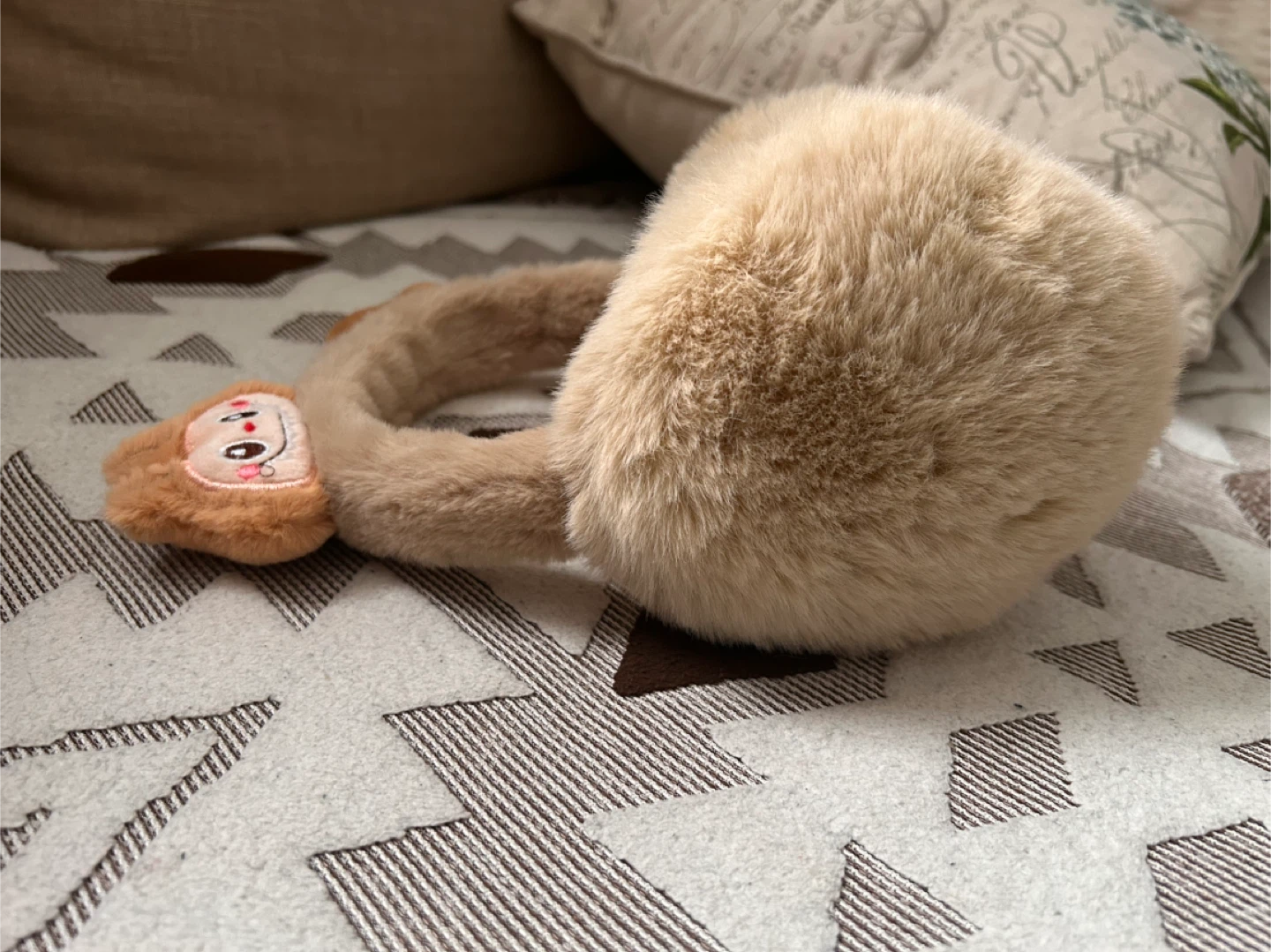 Fuzzy Monkey Earmuffs - Beige - photo 2
