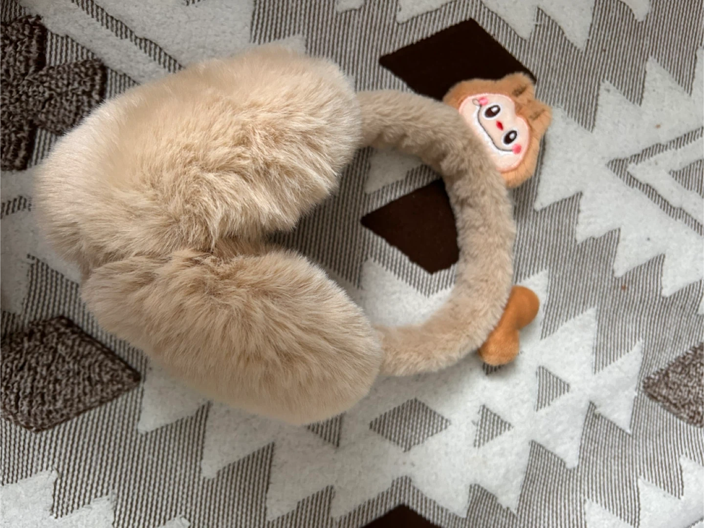 Fuzzy Monkey Earmuffs - Beige - photo 3