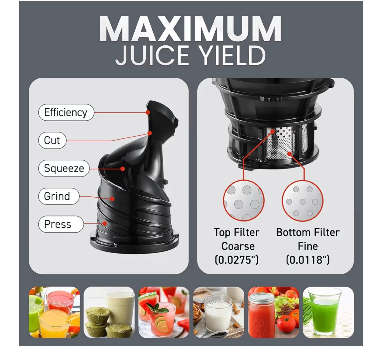 Fretta Slow Juicer - Black - photo 4