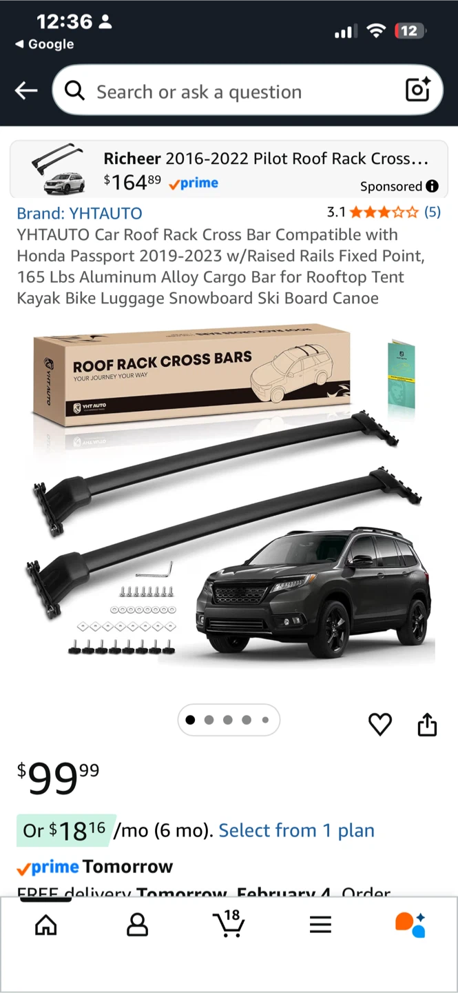 YHTAUTO Roof Rack Cross Bars for Honda Passport 2019-2023 - photo 2