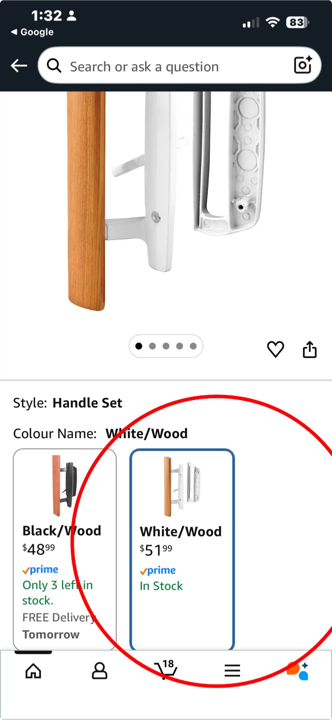 White/Wood Sliding Door Handle Set - photo 5