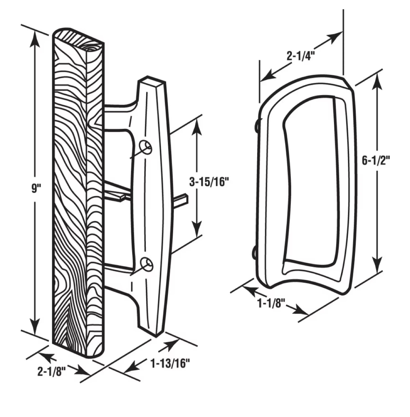 White/Wood Sliding Door Handle Set - photo 2