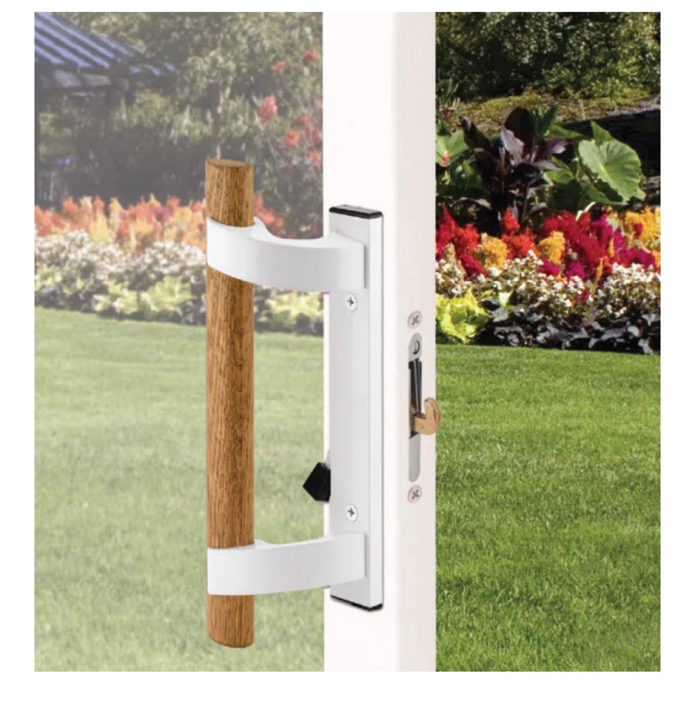 White/Wood Sliding Door Handle Set
