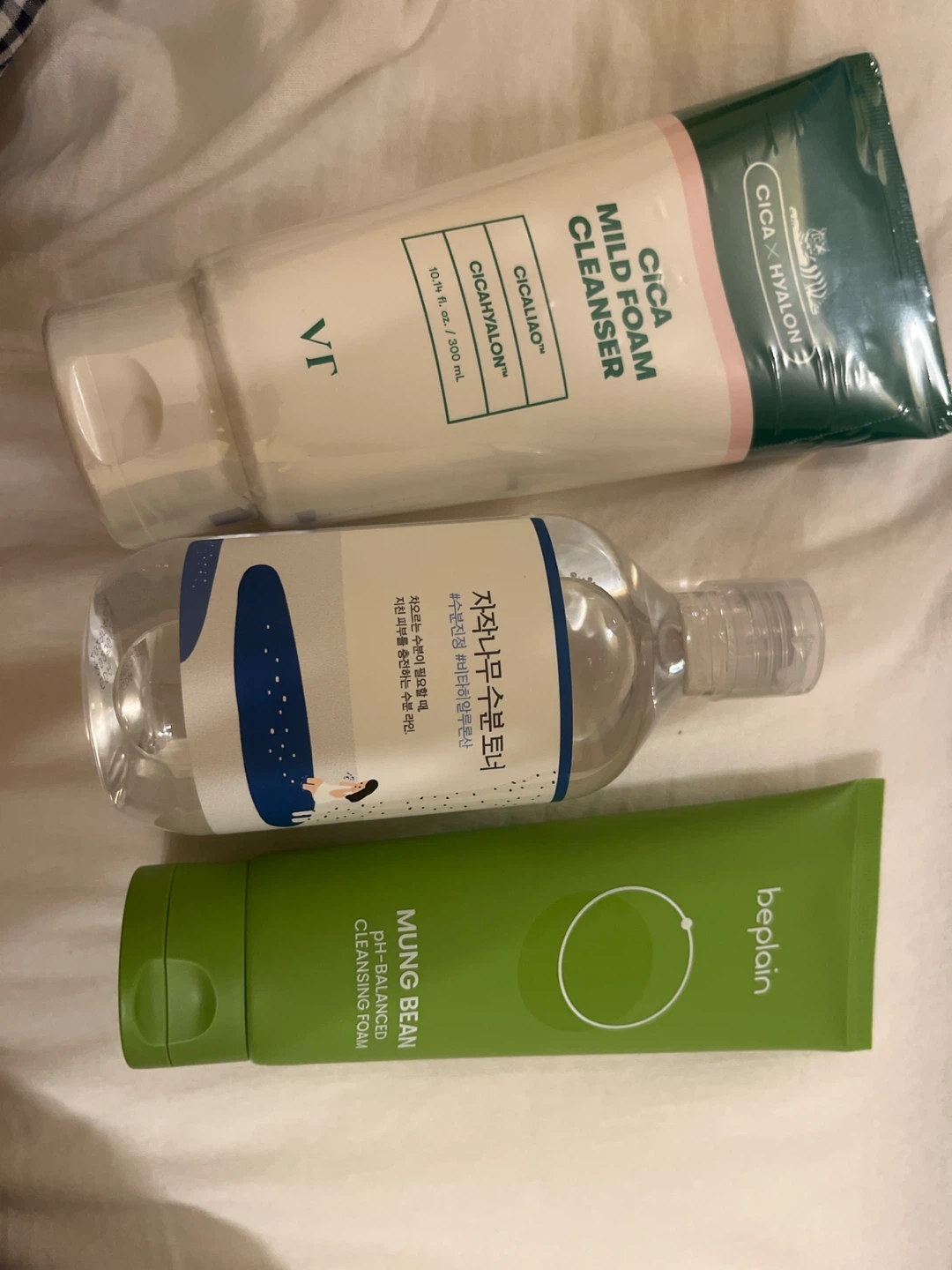 Korean foam cleanser and skincare products