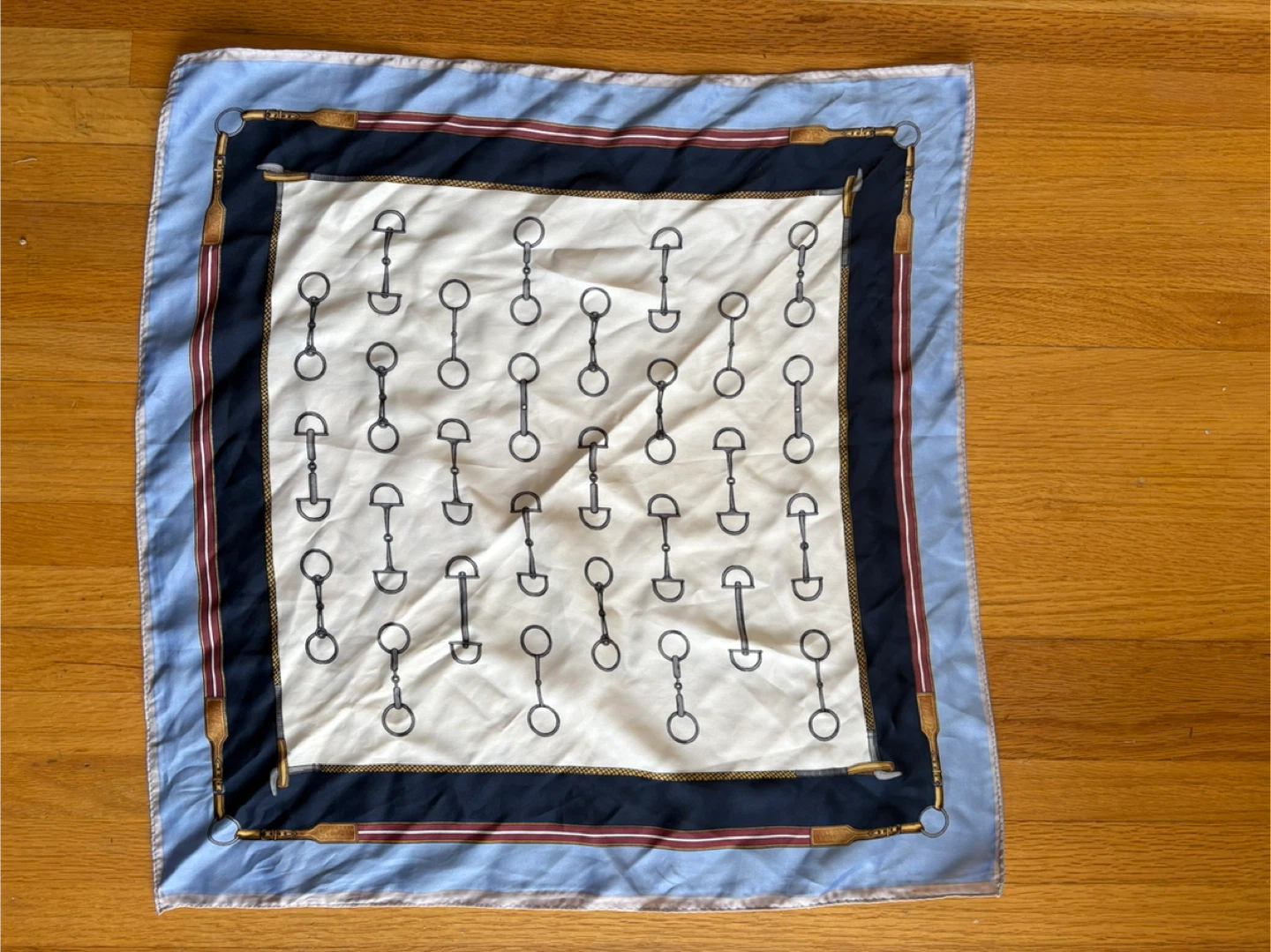 Silk Square Scarf with Horse Bit Pattern