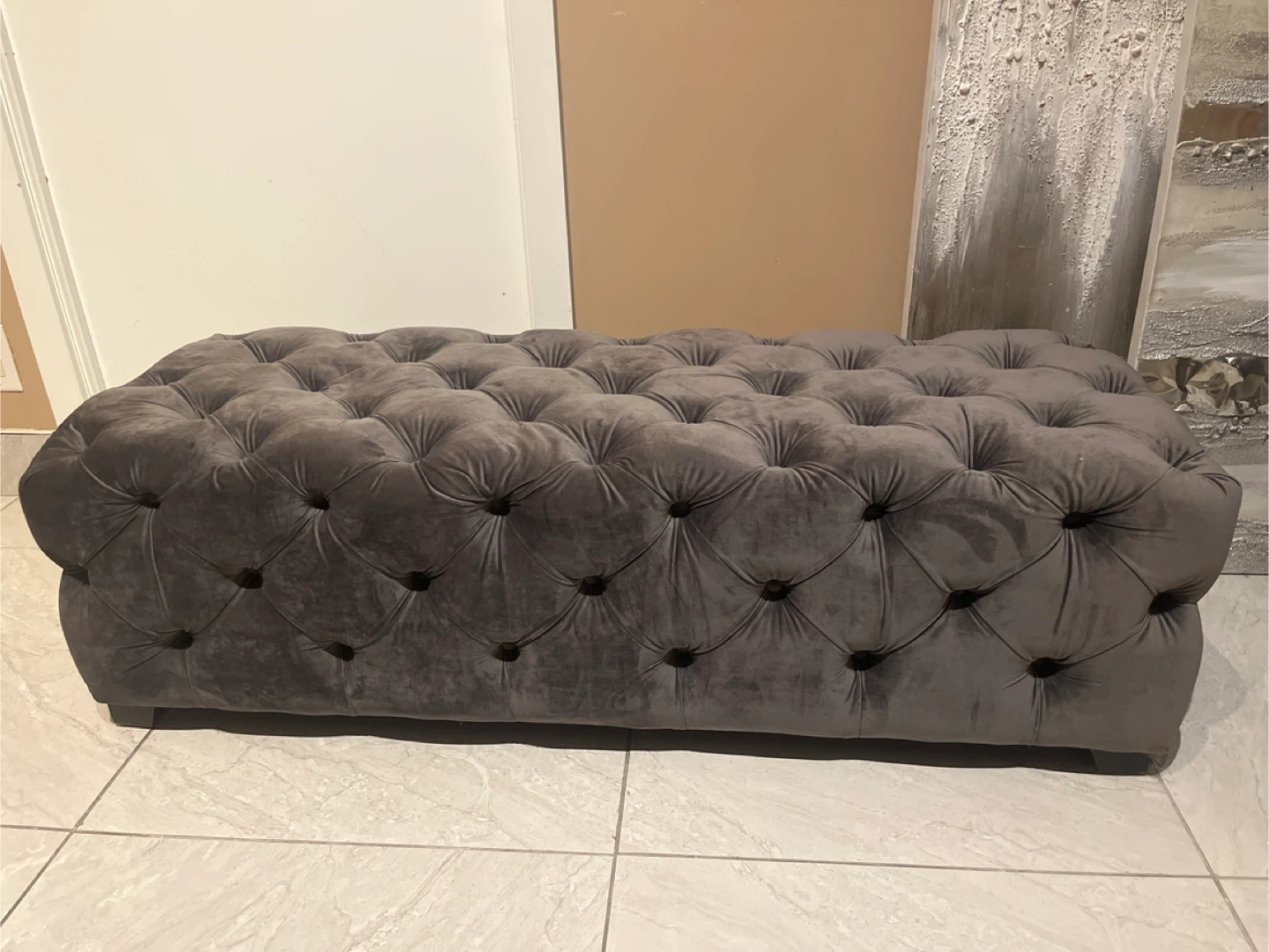 Tufted Velvet Ottoman Bench