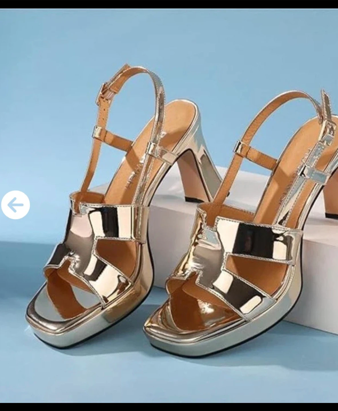 ROSEWISH Gold Metallic Platform Block Heel Sandals