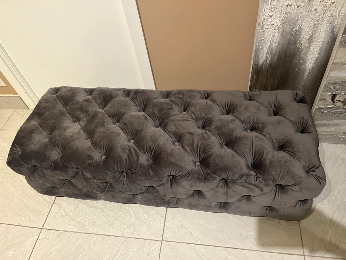 Tufted Velvet Ottoman Bench - photo 2