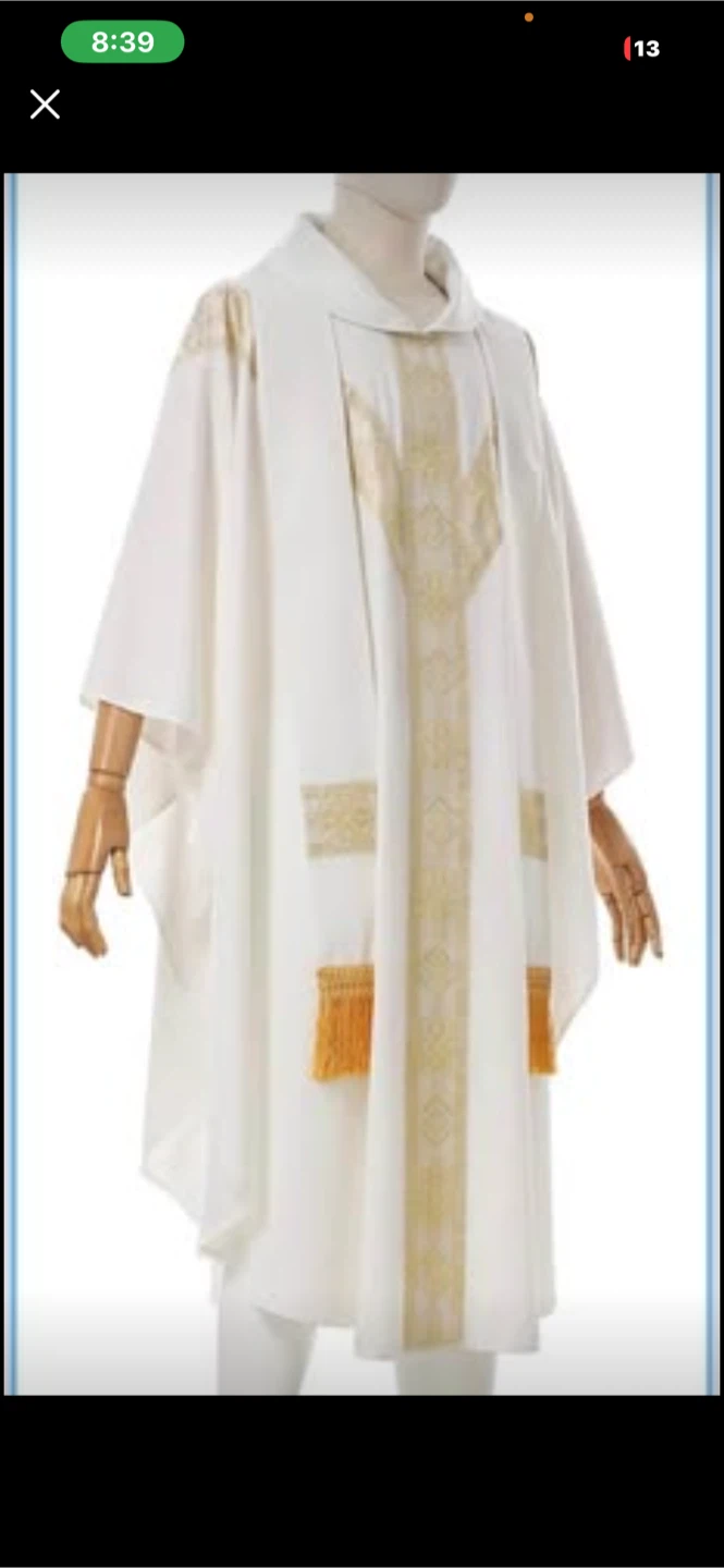 White Church Catholic Priest Chasuble Vestments Robe