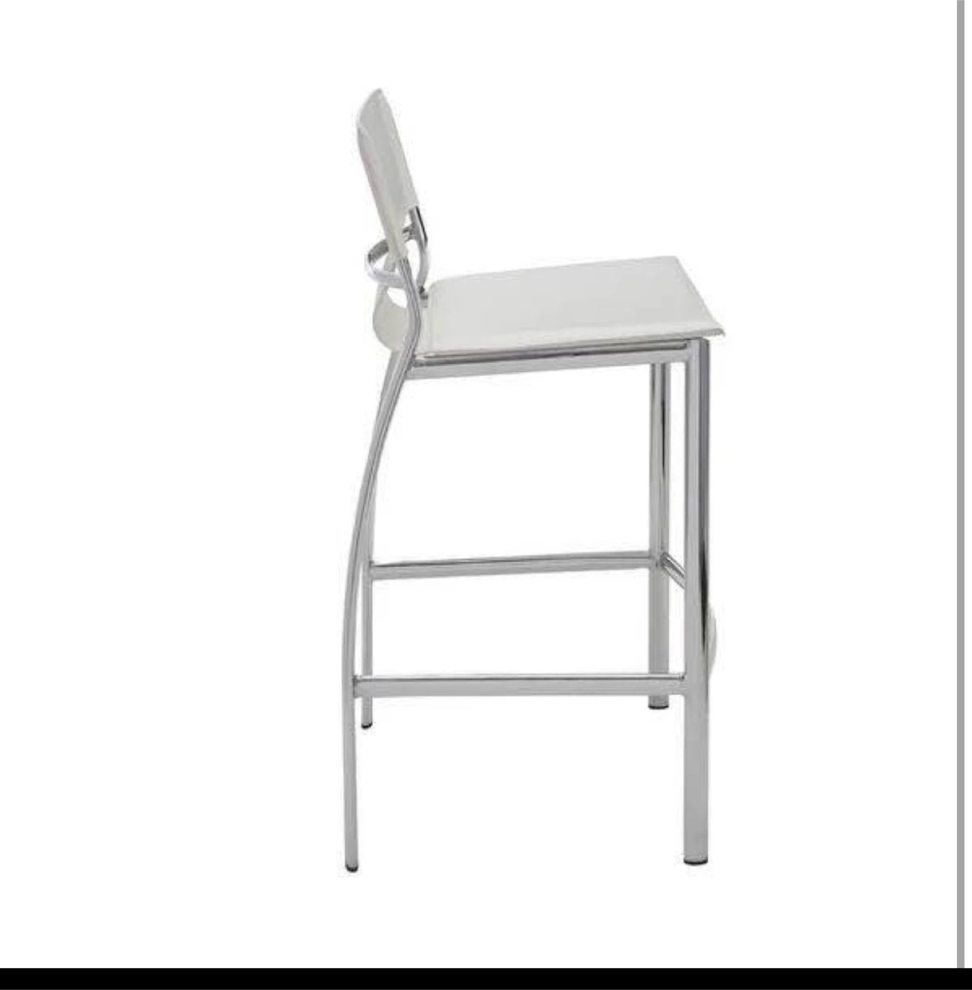 White Bar Stool with Chrome Base