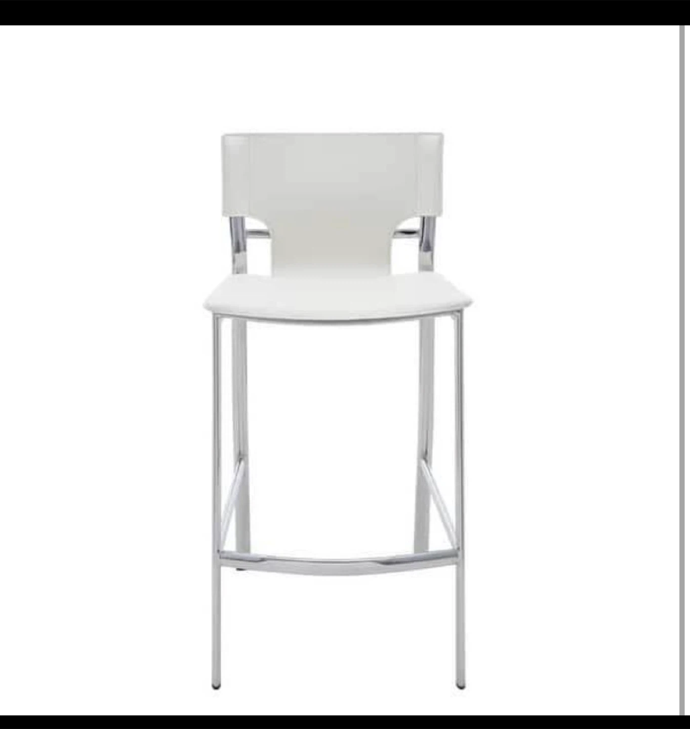 White Bar Stool with Chrome Base - photo 5