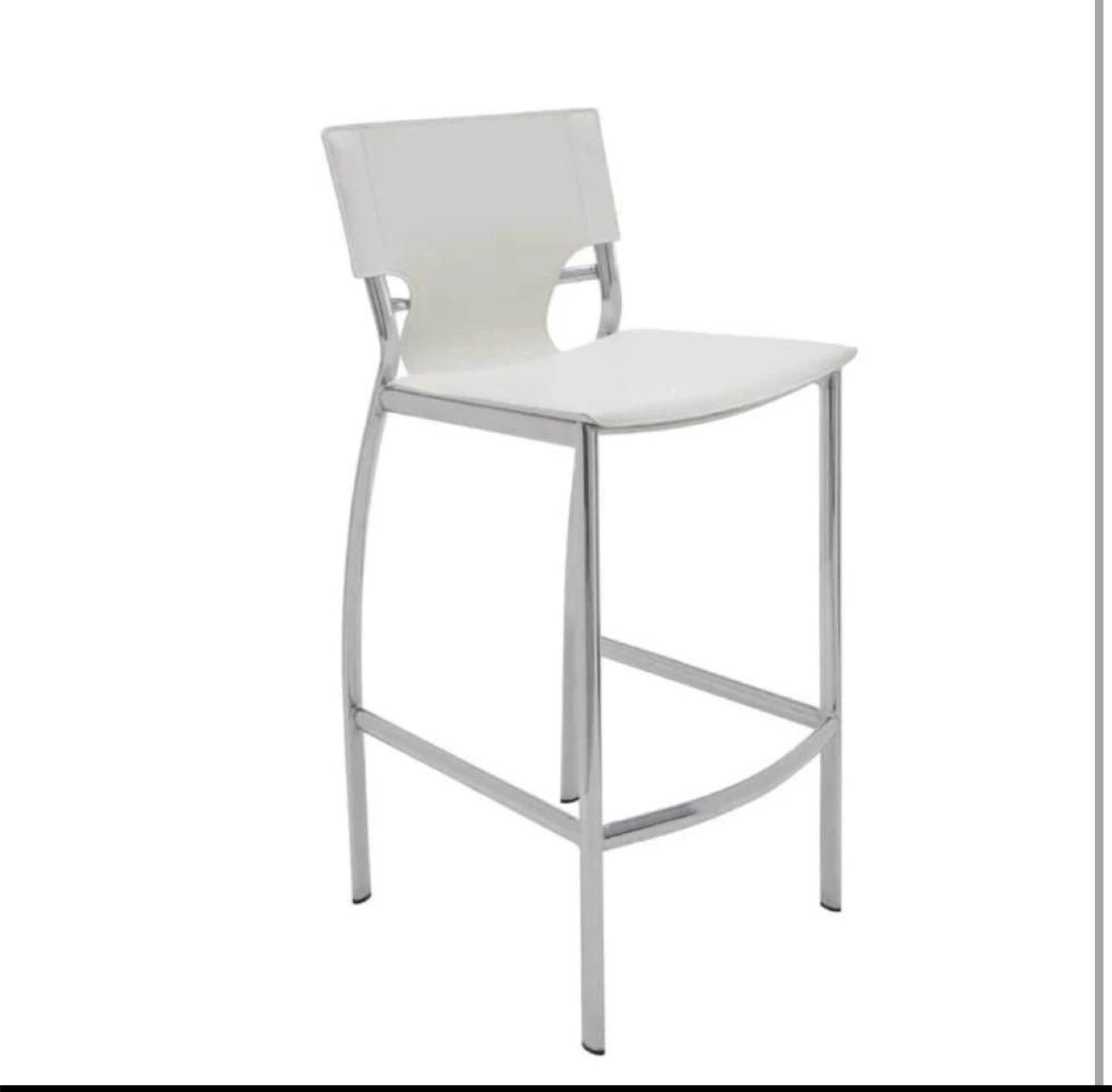 White Bar Stool with Chrome Base - photo 2