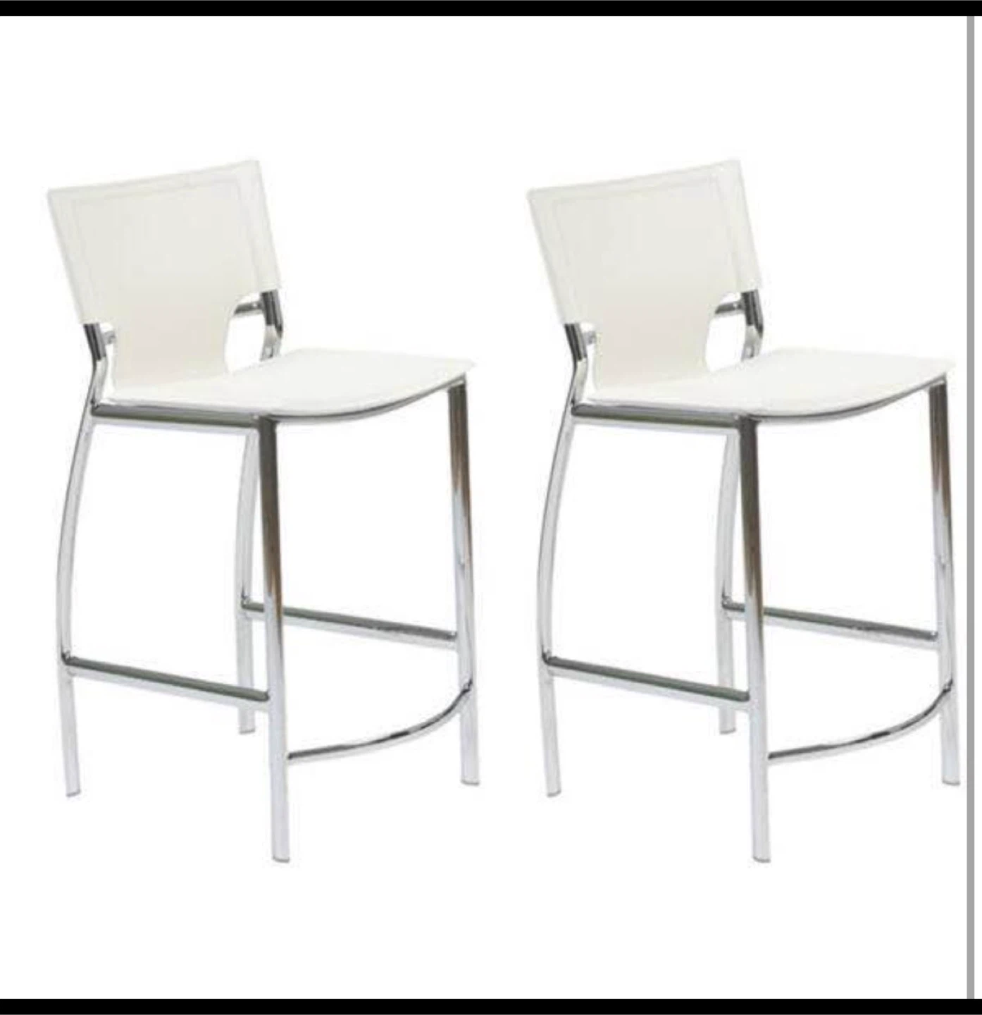 White Bar Stool with Chrome Base - photo 3