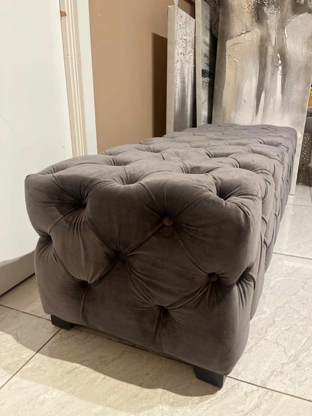 Tufted Velvet Ottoman Bench - photo 4