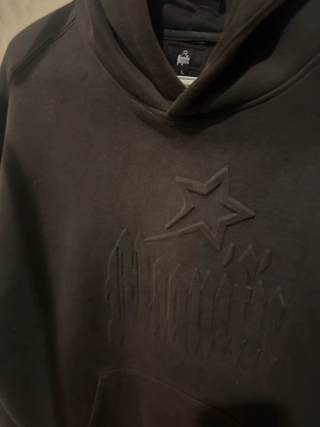 Black Embossed Hoodie - Size L - photo 2