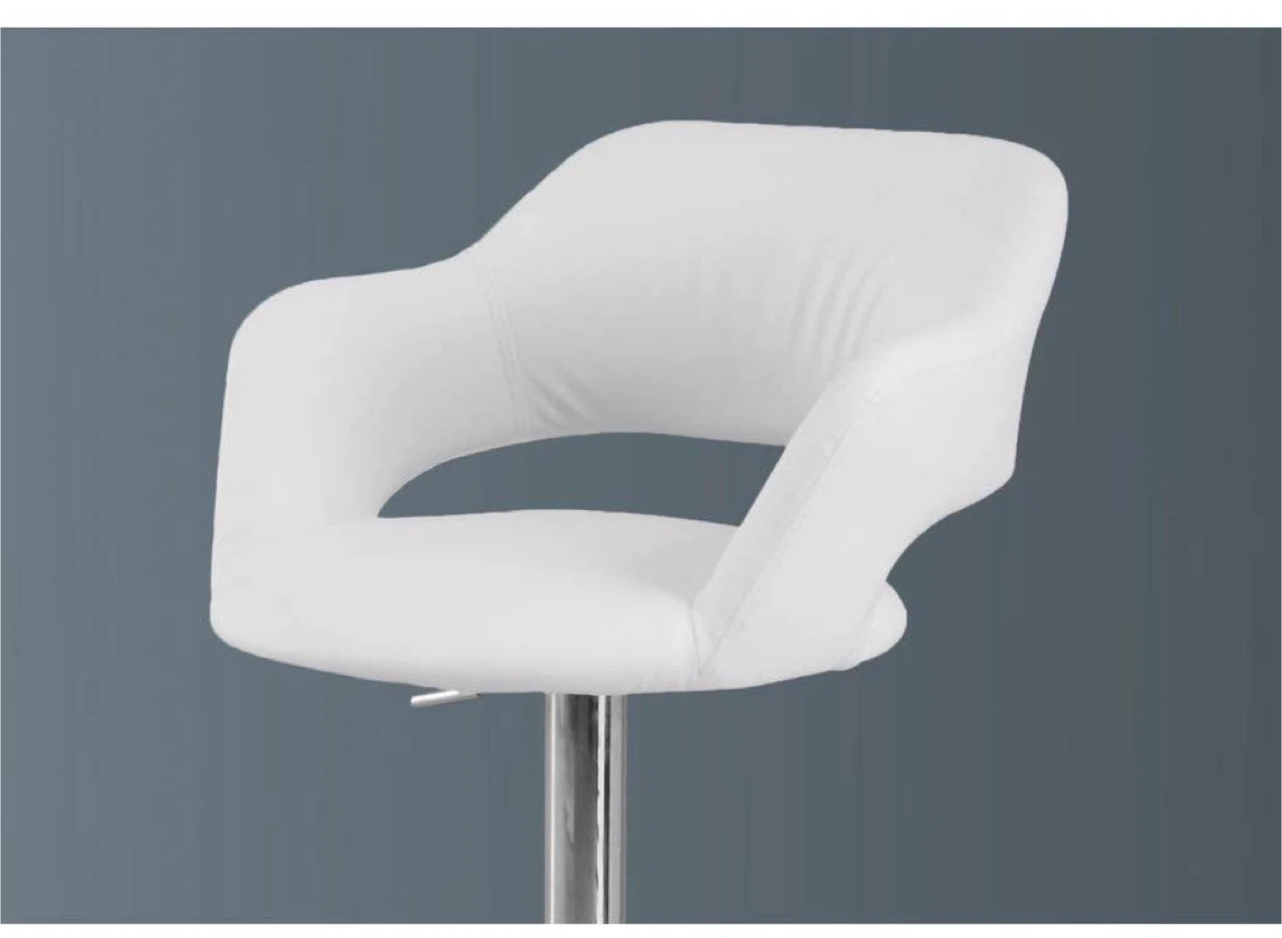 Monarch Specialties White Bar Stool with Chrome Hydraulic Lift - photo 2