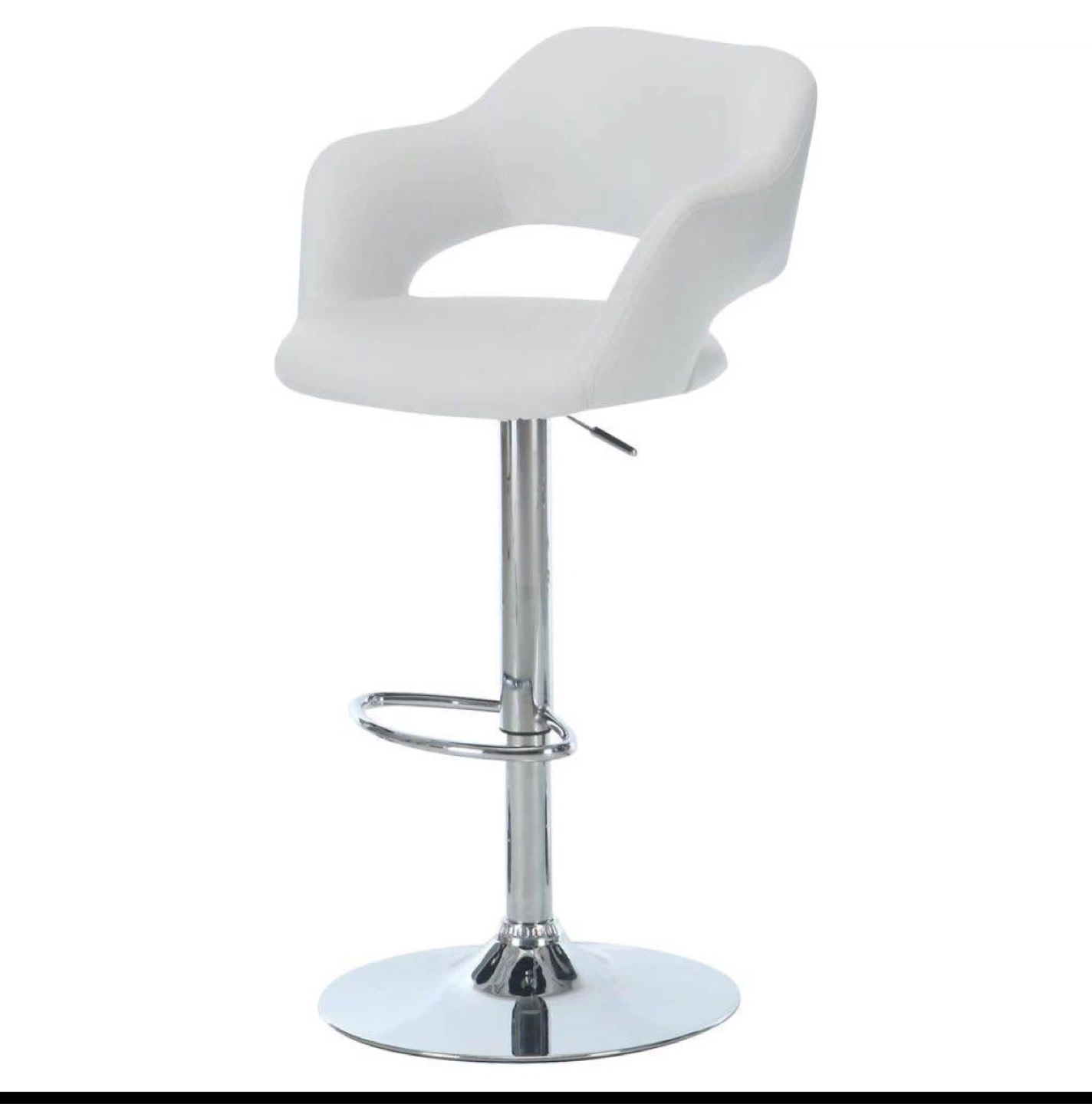 Monarch Specialties White Bar Stool with Chrome Hydraulic Lift