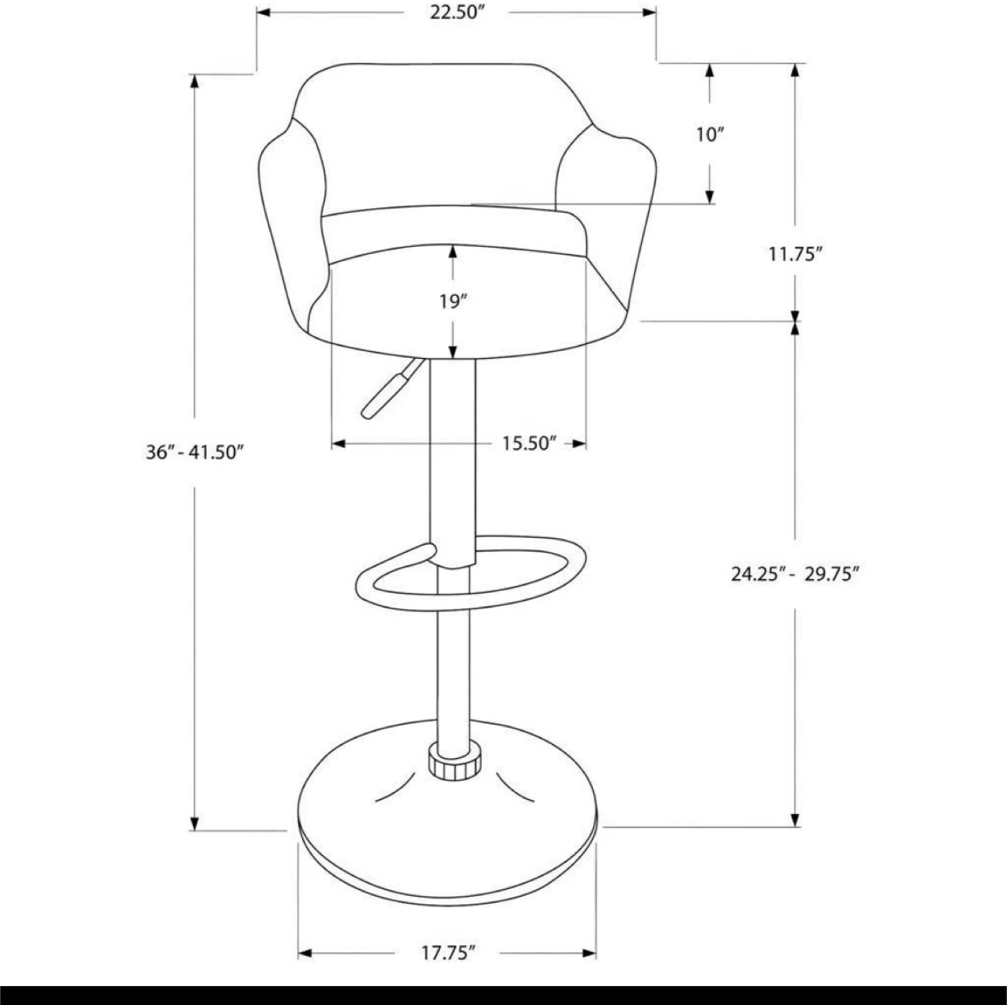 Monarch Specialties White Bar Stool with Chrome Hydraulic Lift - photo 3