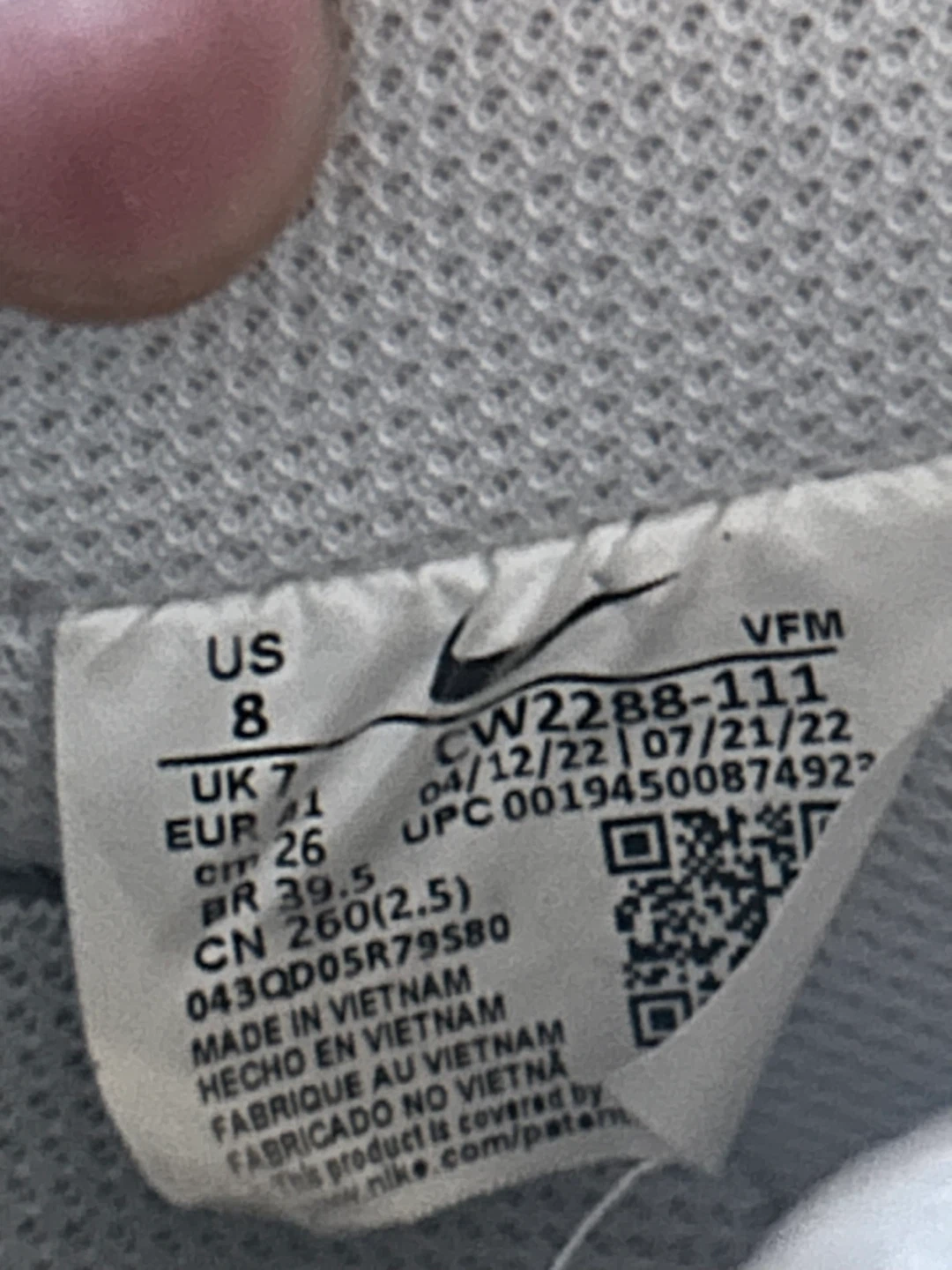 Nike Air Force 1 White Sneakers US 8 - photo 3