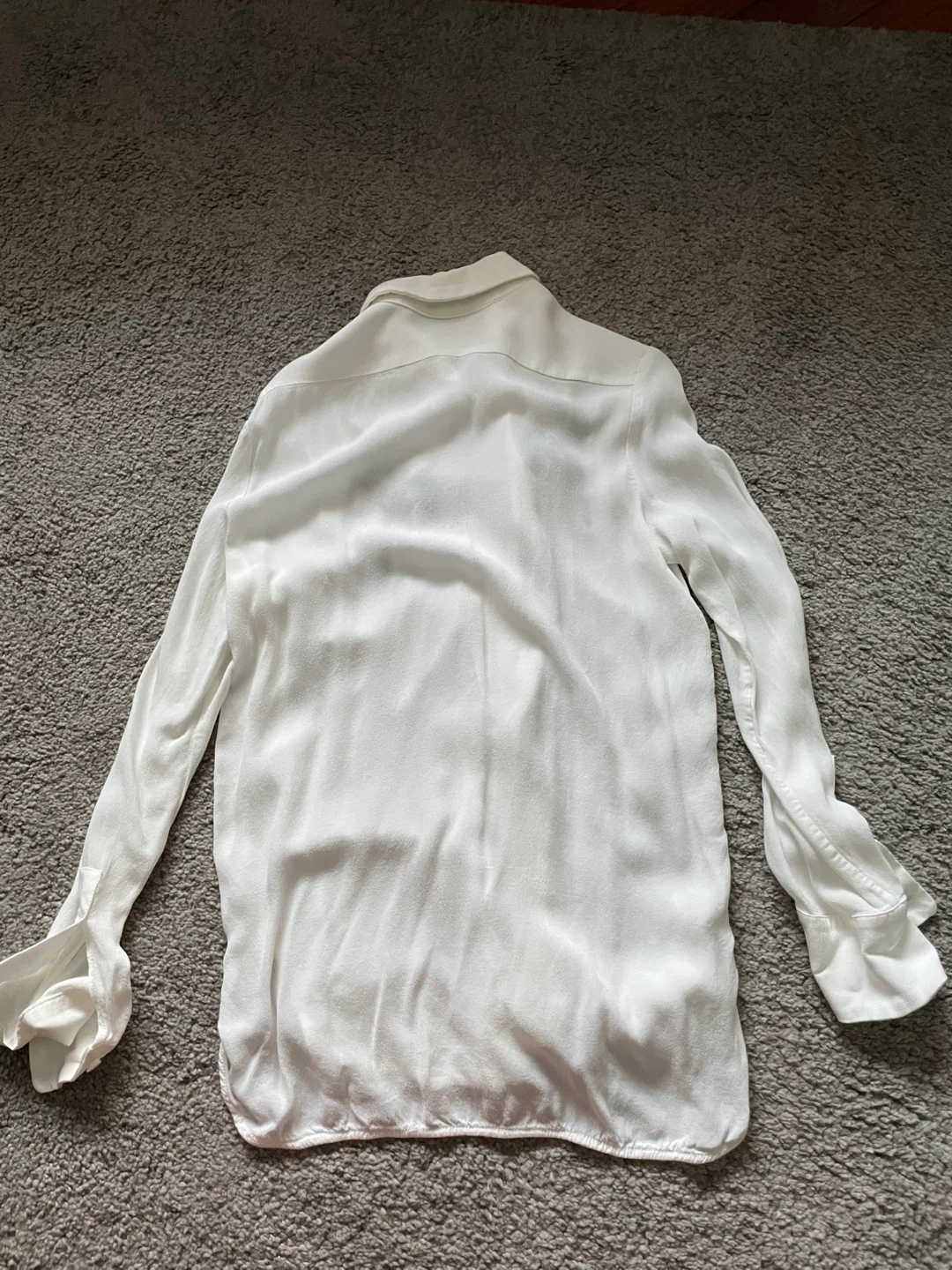 White Long Sleeve Button-Up Shirt with Floral Embroidery - photo 5
