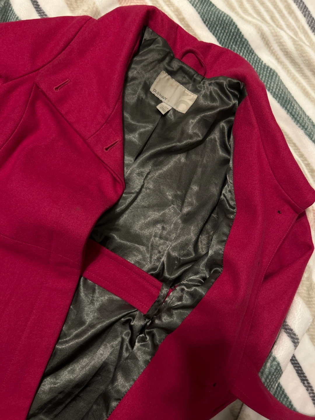 Old Navy Pink Belted Wool Blend Coat - photo 3