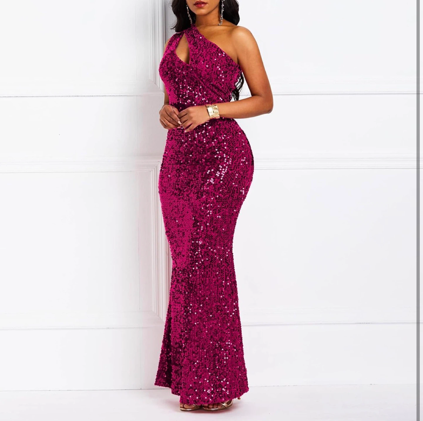 NEW! Sequin One Shoulder Bodycon Maxi Dress - photo 3