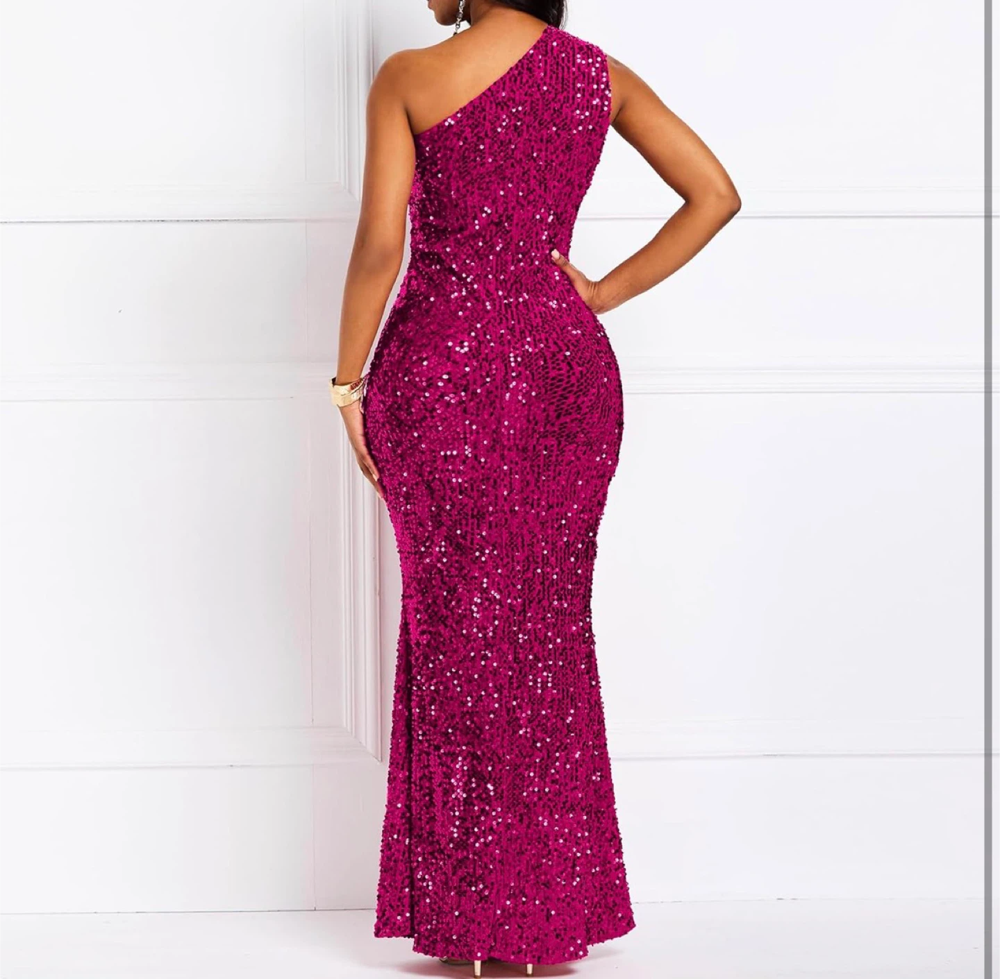 NEW! Sequin One Shoulder Bodycon Maxi Dress - photo 2