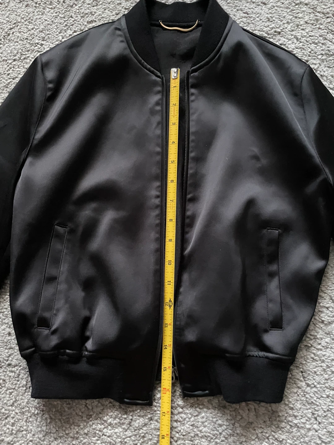 Black Satin Bomber Jacket with Beaded Fireworks - photo 2