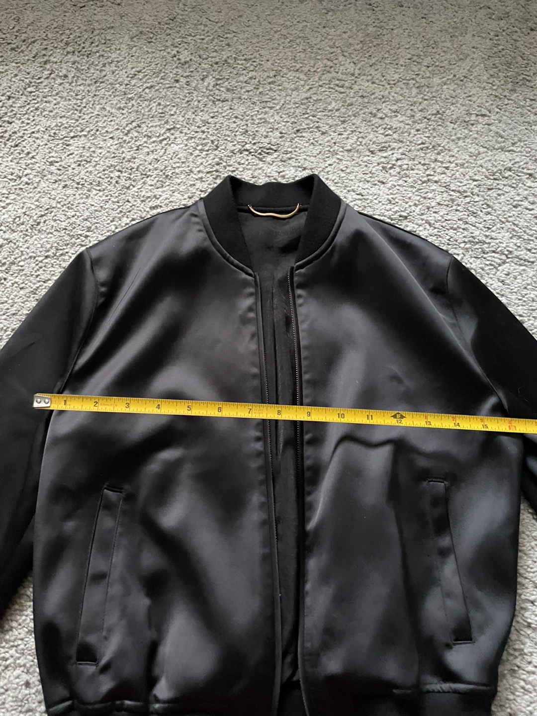 Black Satin Bomber Jacket with Beaded Fireworks - photo 3