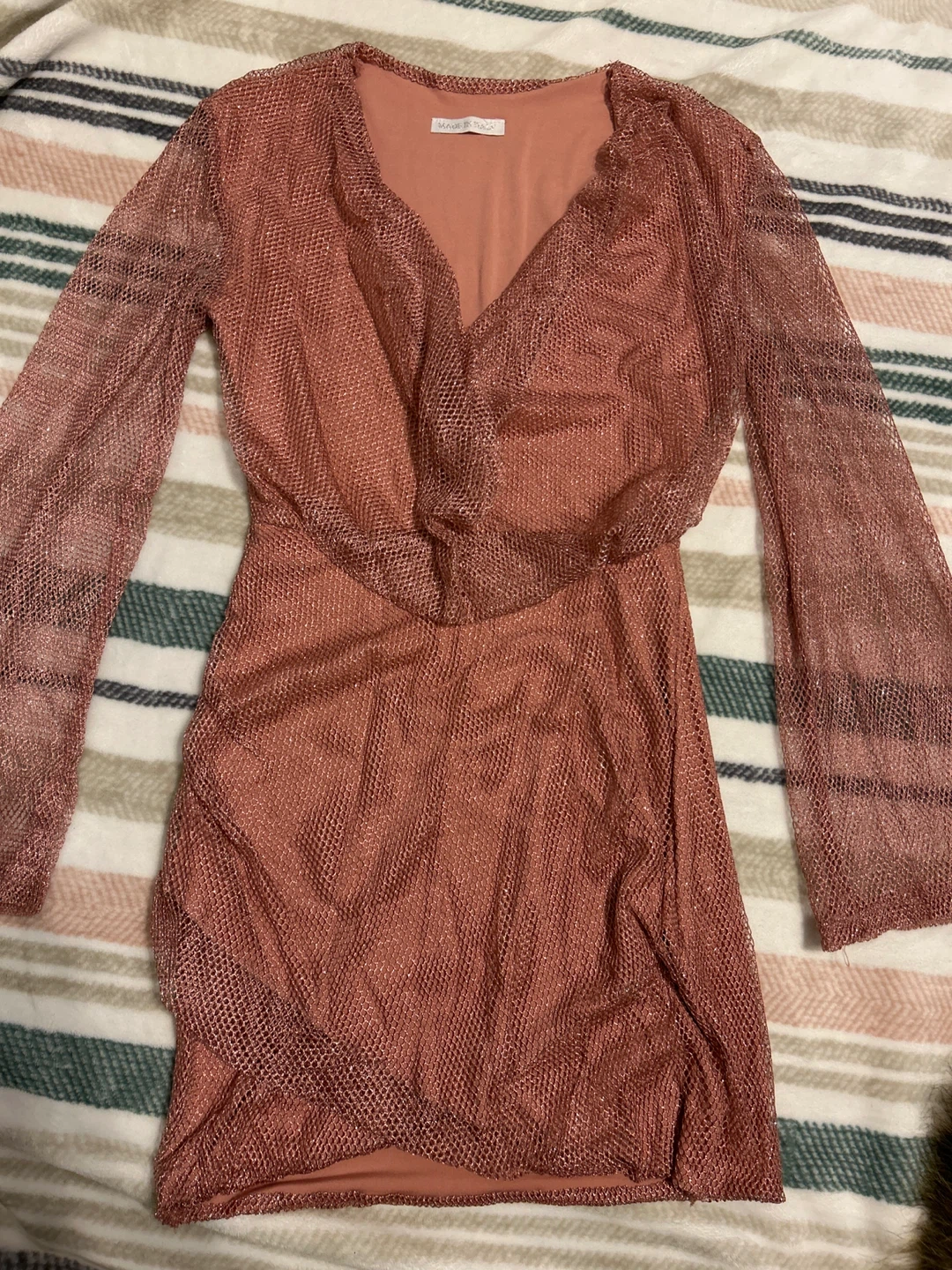 Rose Gold Mesh Bodycon Dress