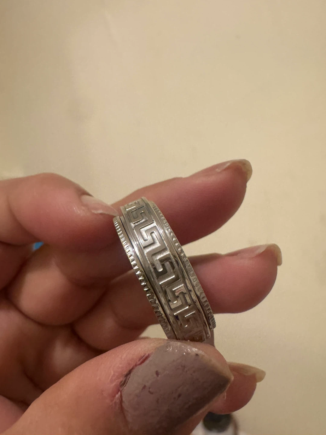 Men's Spinner Ring Size 14 - Greek Key Design