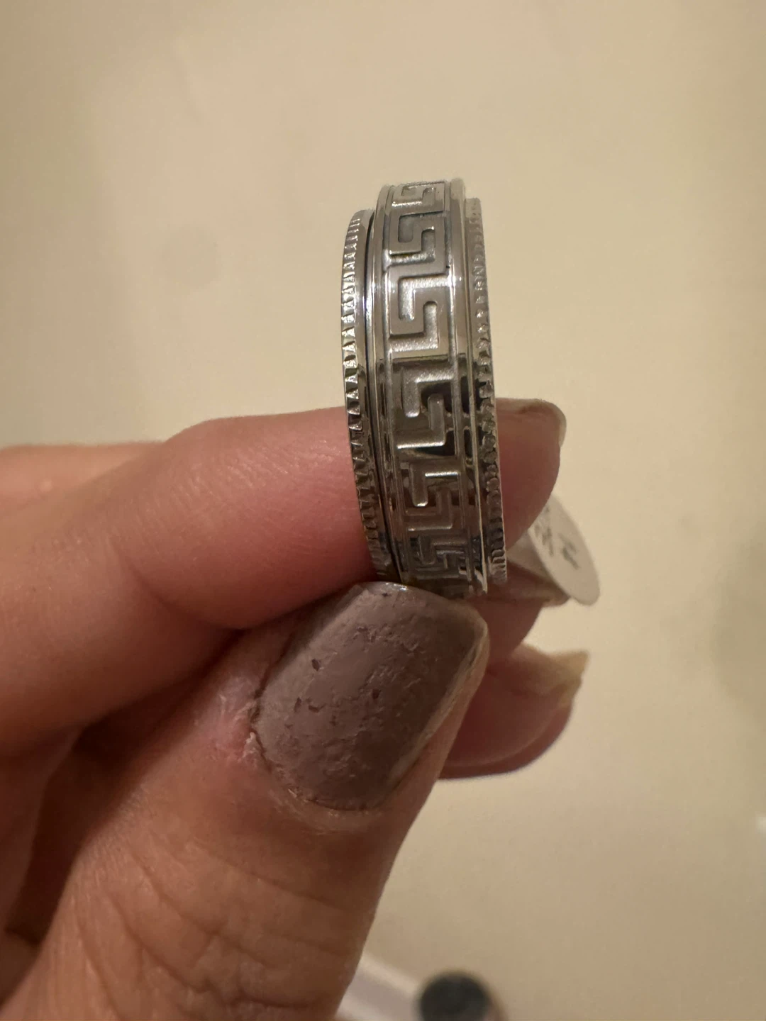 Men's Spinner Ring Size 14 - Greek Key Design - photo 3