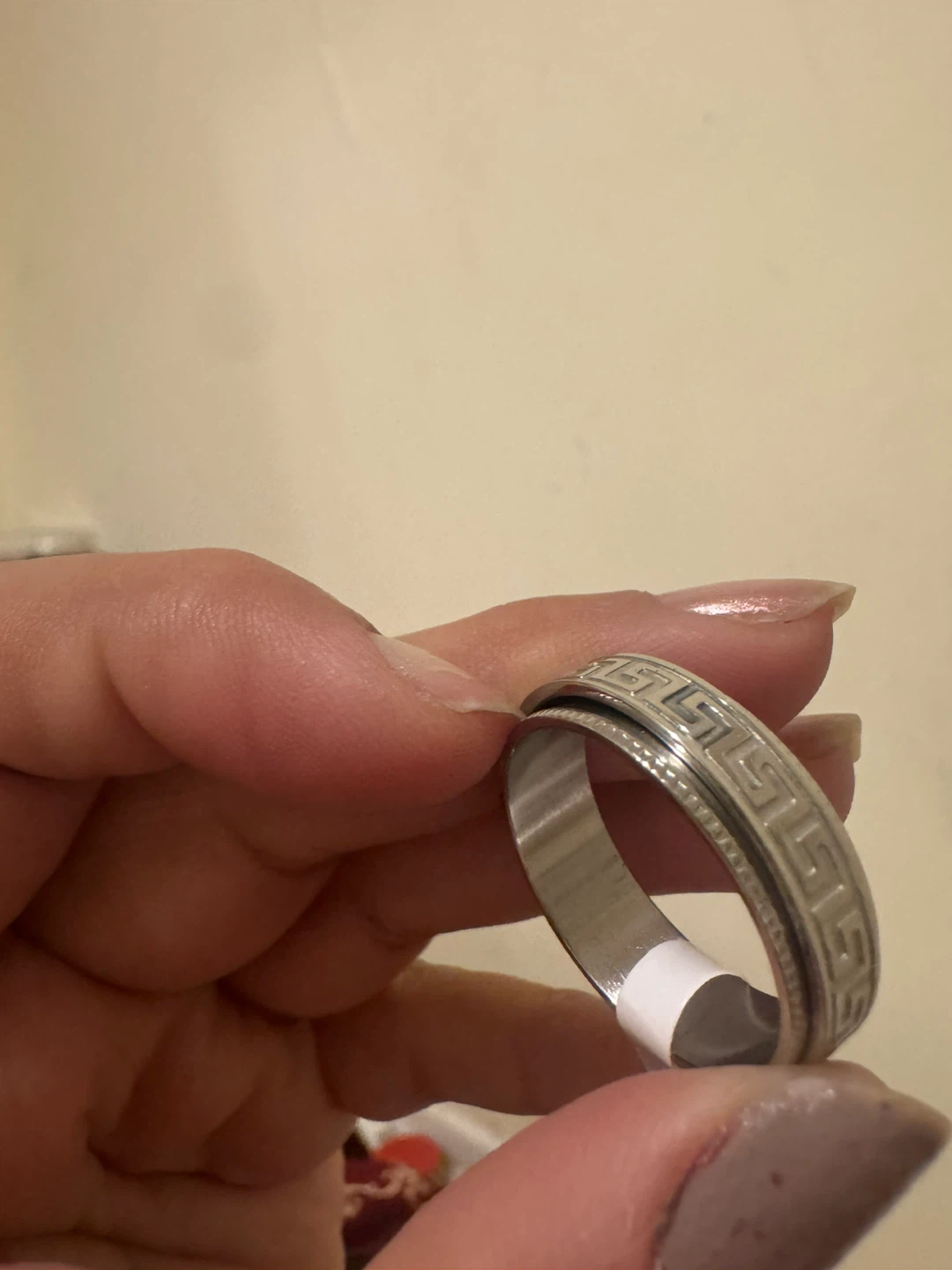 Men's Spinner Ring Size 14 - Greek Key Design - photo 2
