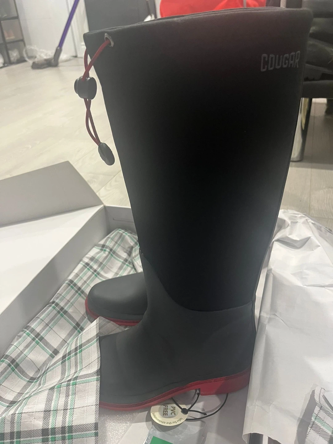 Cougar Kerns Black/Red Waterproof Boots Size 8 - photo 2