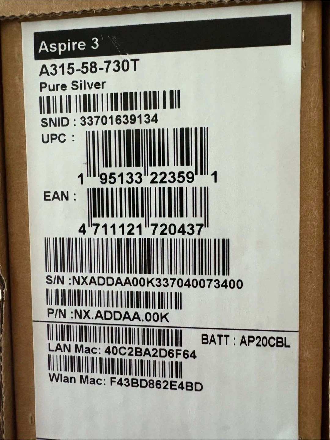 Acer Aspire 3 A315-58-730T Laptop - photo 4