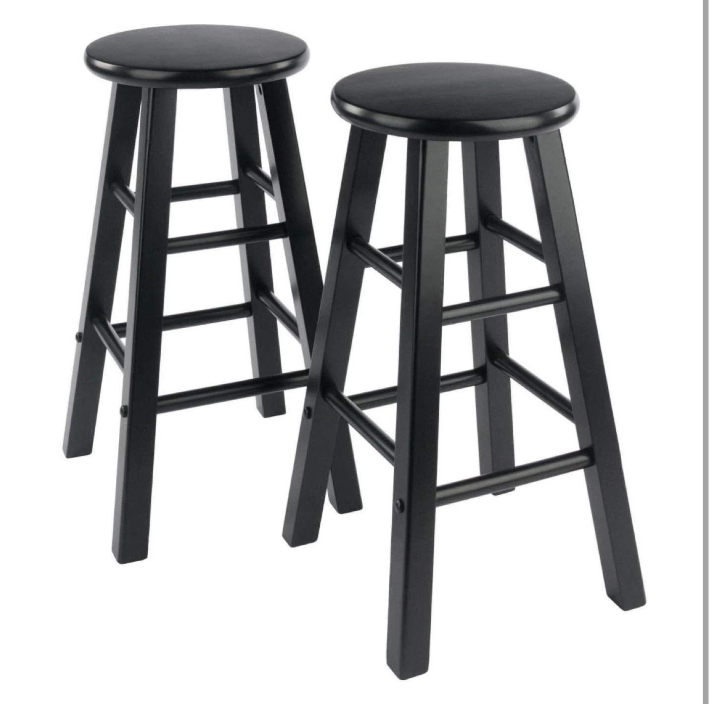 Black Wooden Bar Stools (Set of 2)