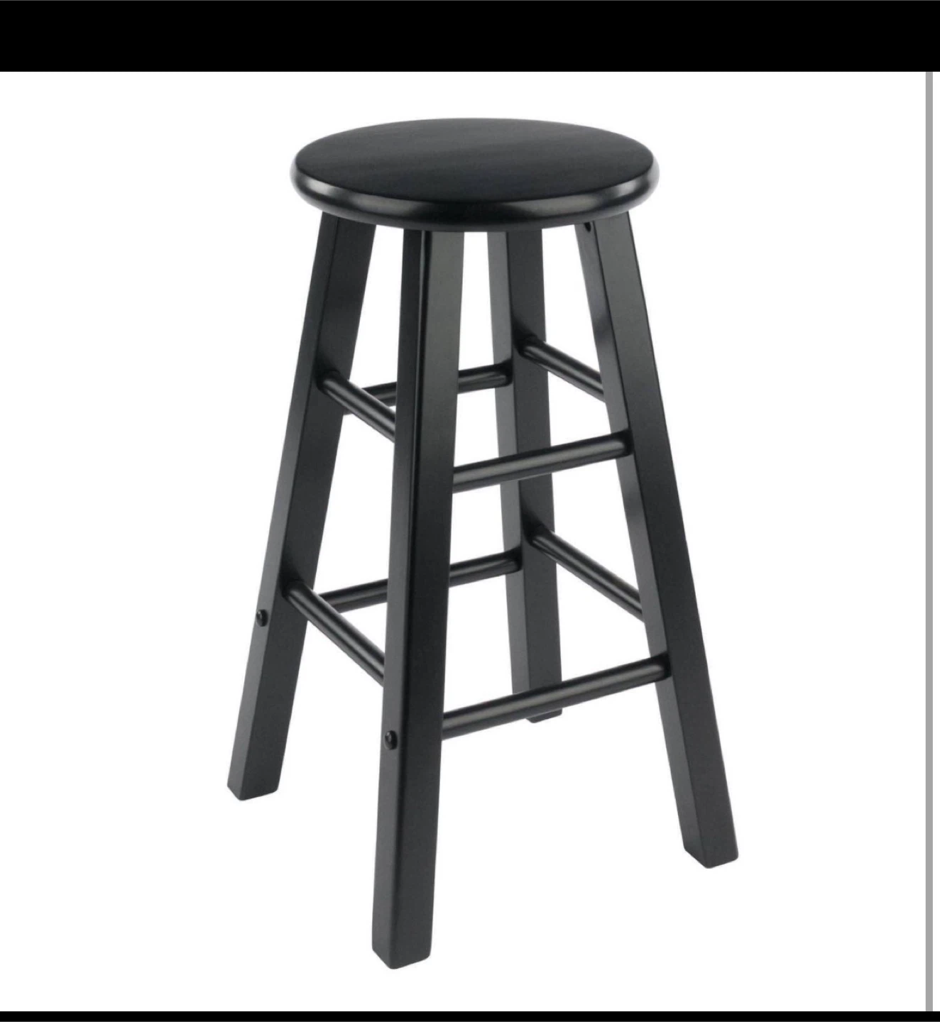 Black Wooden Bar Stools (Set of 2) - photo 3