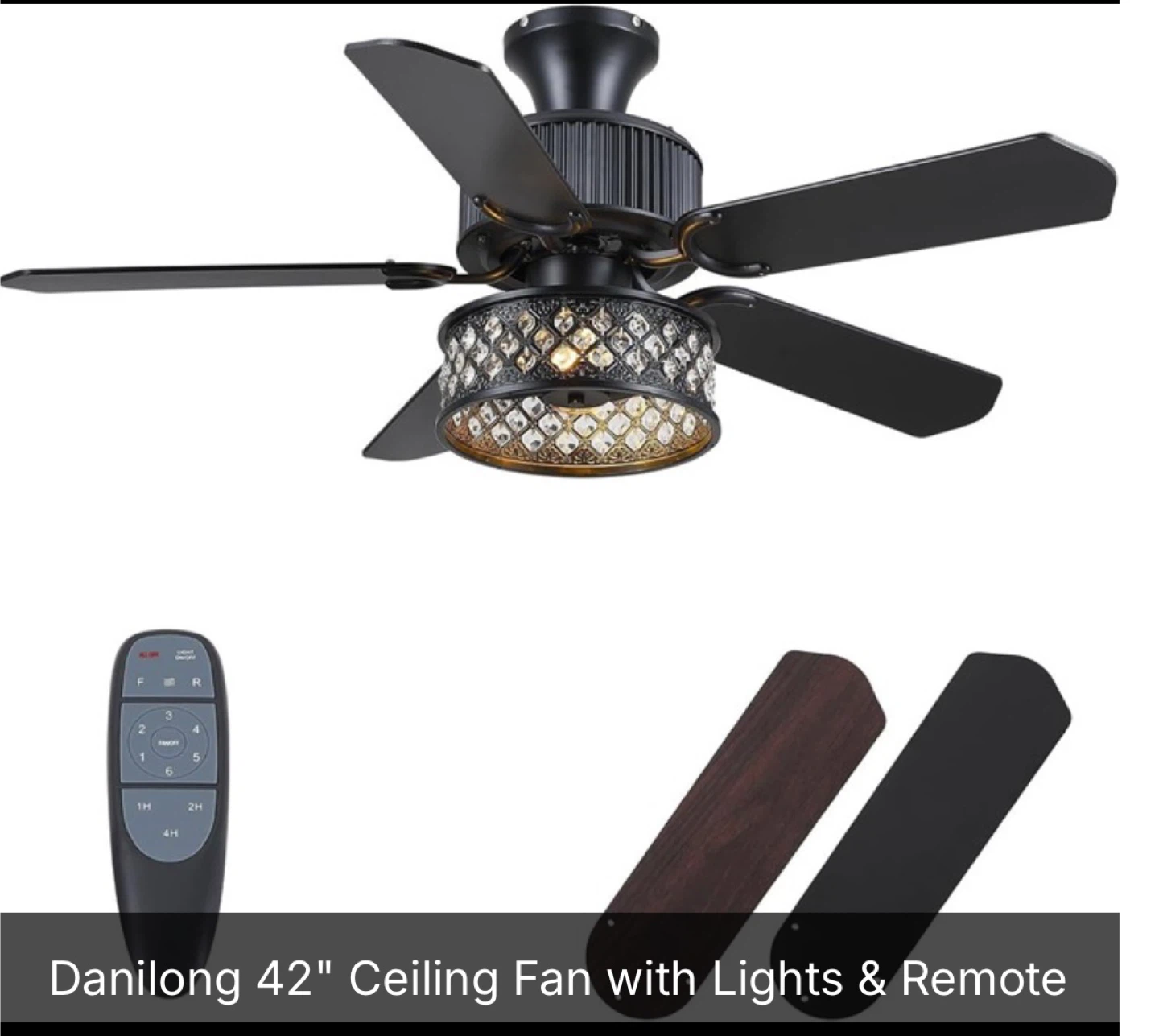 Dannilong 44Ceiling Fan with Lights & Remote - photo 2
