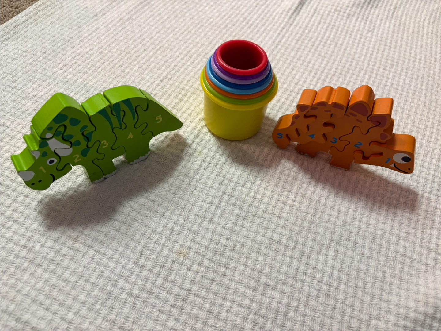 Wooden Dinosaur and Stacking Cups Toy Set