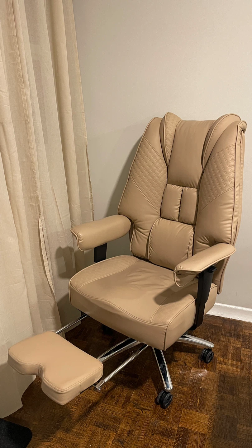Light Brown Executive Office Chair with Footrest
